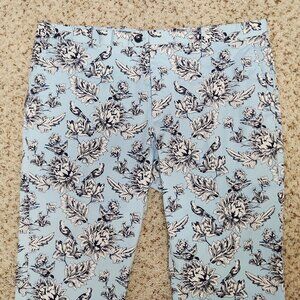 men's floral pants 40 blue cotton birds INC